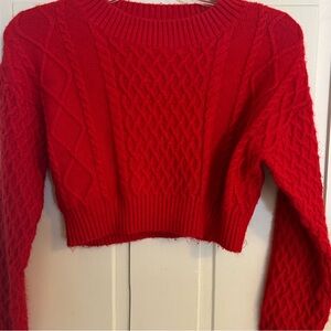 Red Cable Knit Sweater